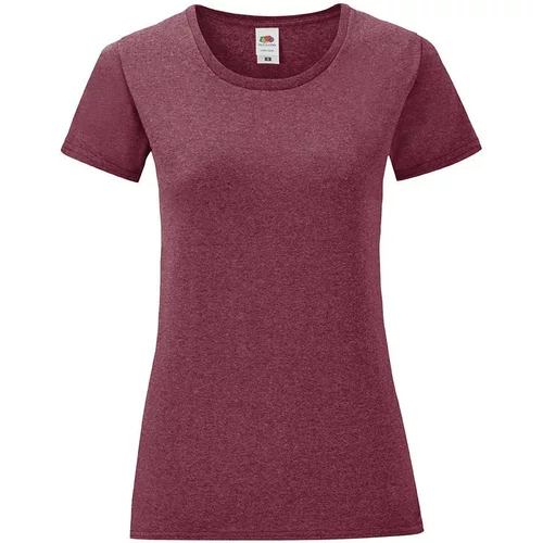 Fruit Of The Loom Iconic Burgundy Women's T-shirt in combed cotton