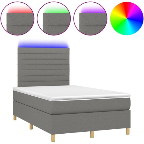 Maison Chic Box spring postelja - Vzmetna postelja z vzmetnico LED temno siva 120x200 cm blago SL16269, (21904774) Cene