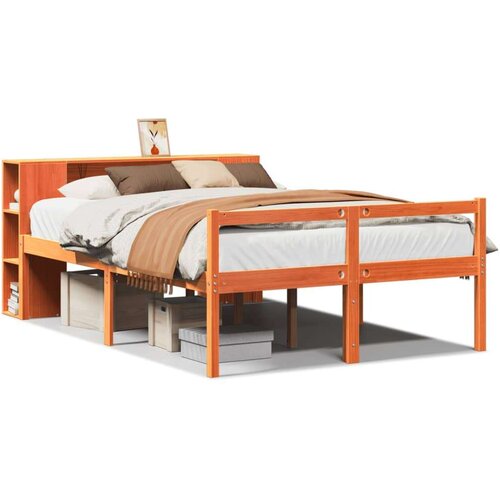vidaXL Krevet s regalom za knjige bez madraca 135x190 cm masivno drvo Cene