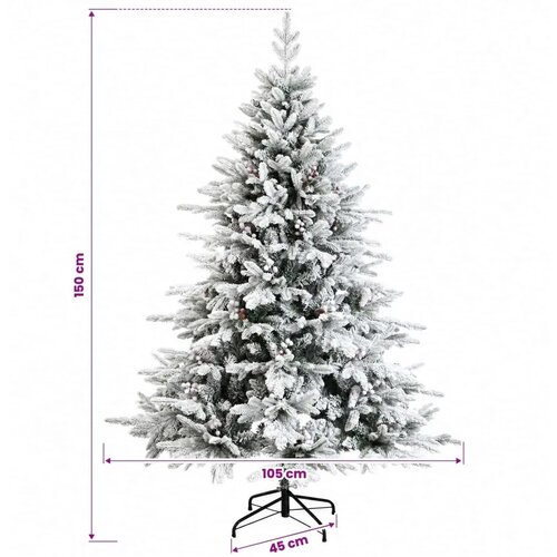  Umjetno božićno drvce s nogom 150 cm PVC i metal - Zelena i bijela 150 cm bez LED svjetala Slike