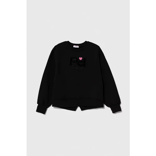 Pinko Up Otroški bombažen pulover črna barva