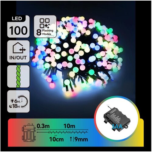 Aigostar LED spolja&amp;scaron;nji božićni niz 100xLED/8 funkcija 10,3m IP44 vi&amp;scaron;ebojni Slike