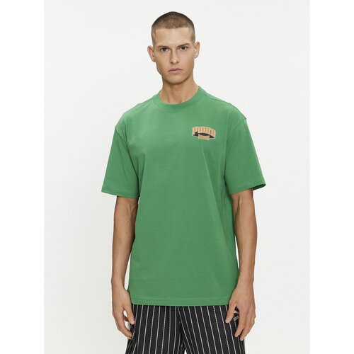 Puma Majica For The Fanbase Graphic 624395 Zelena Relaxed Fit Cene