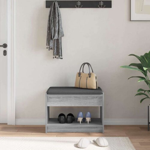  Klupa za hodnik s jastukom Sivi Sonoma 63 x 38 x 45 cm - Sivi Sonoma 63 cm Slike