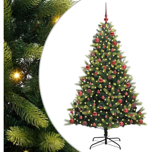 VidaXL Umjetno skladno božićno drvce s 300 LED dioda Zelena 180 cm Slike