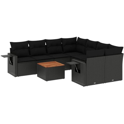 Maison Chic Seti vrtnega pohištva - Vrtna garnitura - Vrtni pohištvo set 9-delna z blazinami črn poli ratan, (21805012) Cene