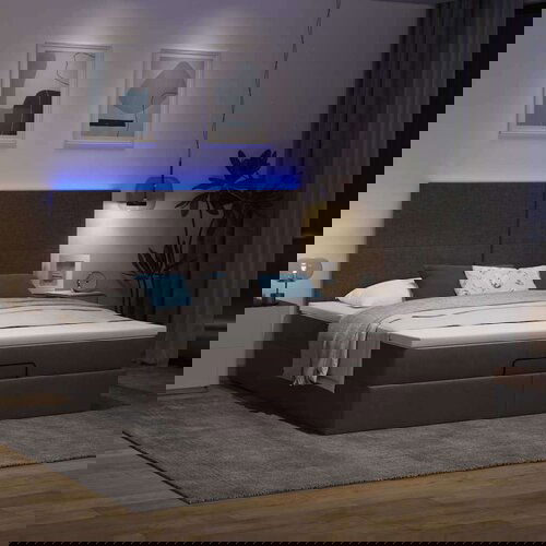 vidaXL Otomanski posteljni okvir z vzmetnico rjav 160x200 cm blago, (21653541) Cene