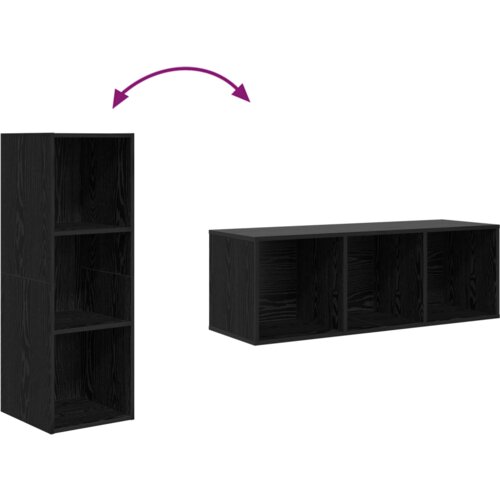 VidaXL Stenski TV kabinet s polico 4 pcs Črni hrast 37 x 37 x 107.5 cm Slike
