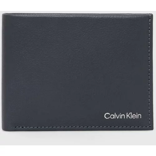 Calvin Klein Usnjena denarnica moški, siva barva