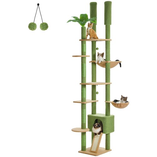 PAWZ Road Mačje drevo od tal do stropa, nastavljiva vi&scaron;ina 230cm-252cm, trdna lesena konstrukcija, AMT0249GN, XL, (5000161406) Cene