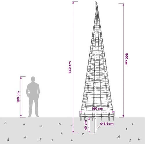  Božićno drvce od svjetlosnih niti s klinom i jarbolom 500 cm - &amp;Scaron;areni 500 cm Slike