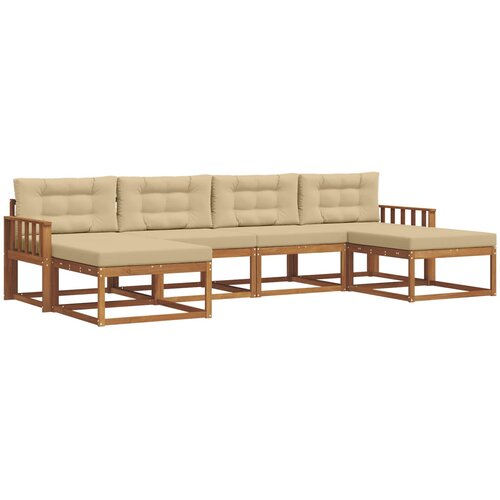  Set vanjskih sofa 6 kom. Prirodna i bež Smeđa 329 x 162,5 x 73 cm Slike