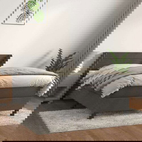 Box spring krevet s madracem tamnosivi 80 x 200 cm bar&amp;scaron;unasti Slike