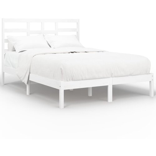 VidaXL Posteljni okvir bel iz trdnega lesa 140x200 cm, (20644154) Slike