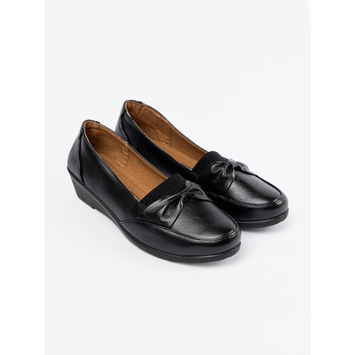 Shelvt Black slip-on shoes with a bow Slike