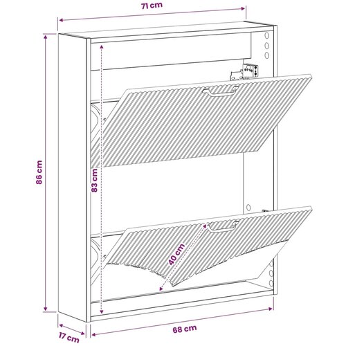  Ormar za cipele na zidu HOORN 71 x 17 x 86 cm Konstruirano drvo - Hrast artisan Slike