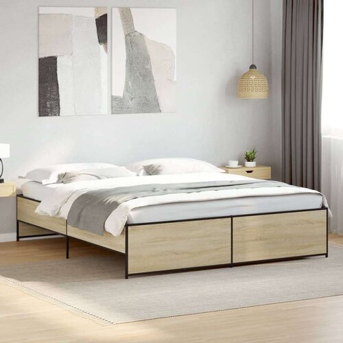 VidaXL Okvir za krevet boja hrasta 180x200cm konstruirano drvo i metal Slike