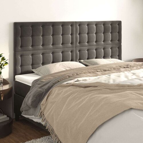  Posteljno vzglavje 4 kosa temno siv 80x5x78/88 cm žamet, (20792804) Slike