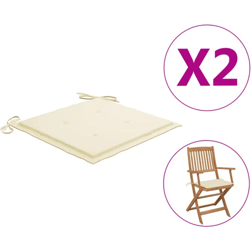 vidaXL jastuci za vrtne stolice 2 kom krem 40 x 40 x 3 cm od tkanine