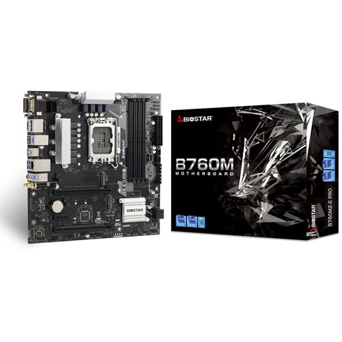 Mb BIOSTAR B760MZ-E PRO, mATX, Soc 1700, DDR5, M.2, 2.5GbE LAN, HDMI, VGA, DVI, DP Cijene