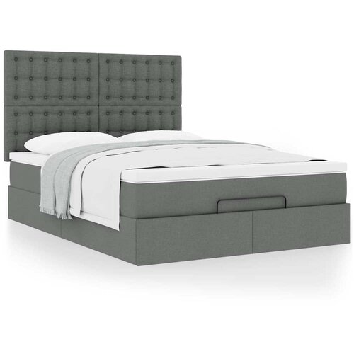 VidaXL Otomanski posteljni okvir z vzmetnico siv 140x200 cm blago Slike