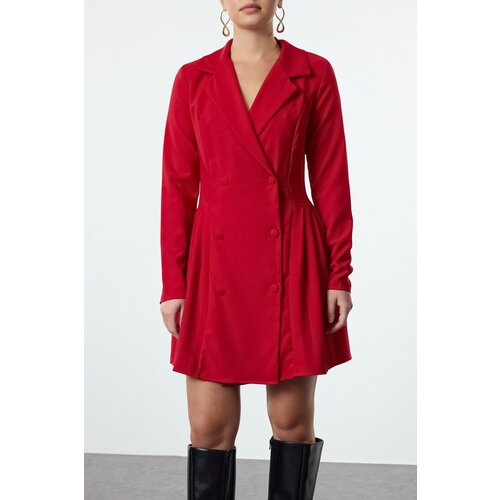 Trendyol Red Pleated Mini Woven Jacket Dress Cene
