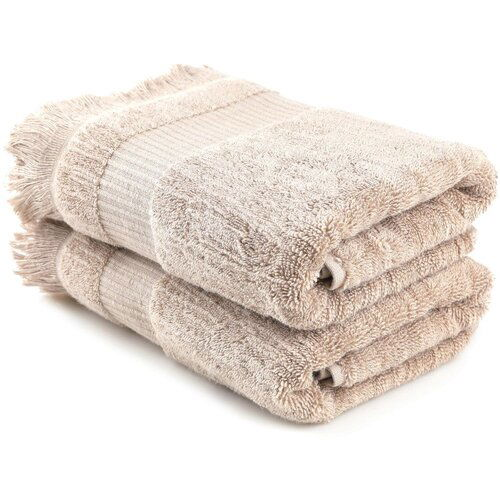 zeus - light brown light brown bath towel set (2 pieces) Slike