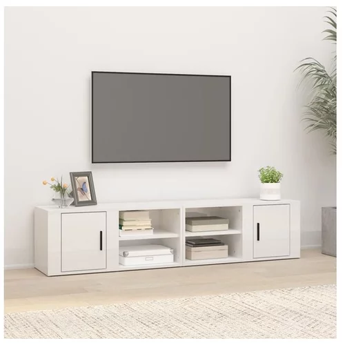  TV omarica 2 kosa visok sijaj bela 80x31,5x36 inženirski les