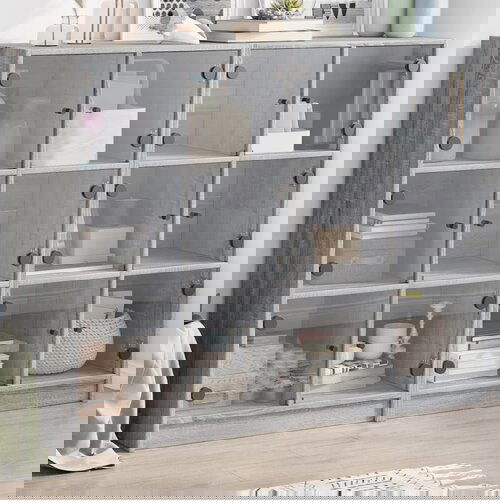 vidaXL Regal za knjige s vratima siva boja hrasta 136x37x109 cm drveni Cijene