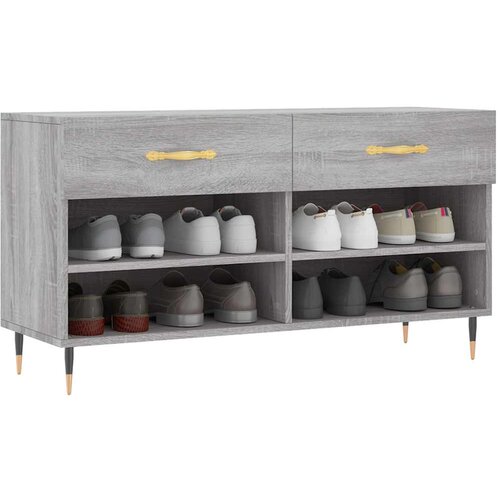  Klupa za cipele siva boja hrasta 102x35x55 cm konstruirano drvo Slike