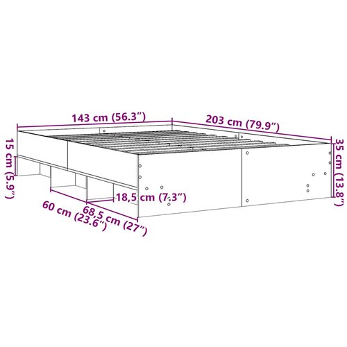  Okvir kreveta bijeli 140 x 200 cm od konstruiranog drva Slike