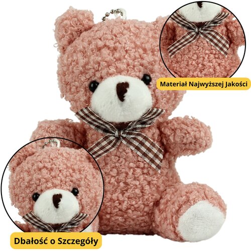  Teddy Bear Plush Keychain Pendant Decoration Pink 8cm Slike