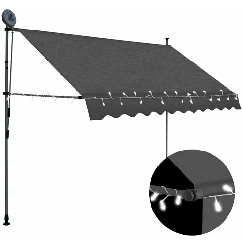 vidaXL Ročno zložljiva tenda z LED lučkami 300 cm antracitna, (20610878)
