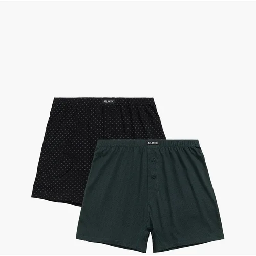 Atlantic Men's loose boxers 2Pack - black/green with pattern