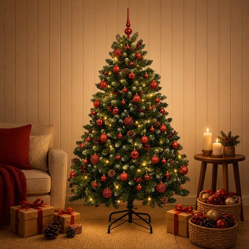  Umjetno božićno drvce zeleno s kuglicom 150 cm 150 LED lampica Cijene