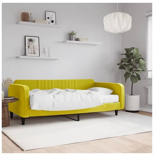 vidaXL Dnevna postelja z vzmetnico rumena 100x200 cm žamet
