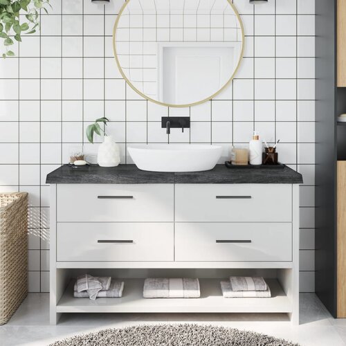  Kupaonska radna ploča tamnosiva 140x50x(2-6) cm tretirano drvo Slike