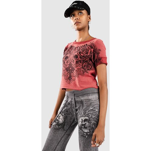 Affliction Forgotten Crop T-shirt red Cene