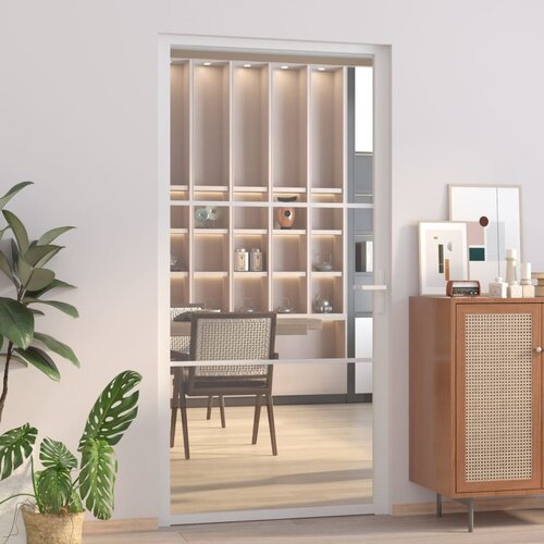 vidaXL Notranja vrata 102,5x201,5 cm bela ESG steklo in aluminij Cene