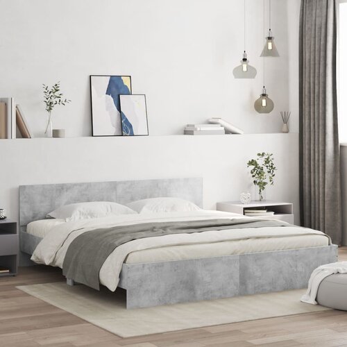 VidaXL Posteljni okvir z vzglavjem betonsko siv 160x200 cm Slike