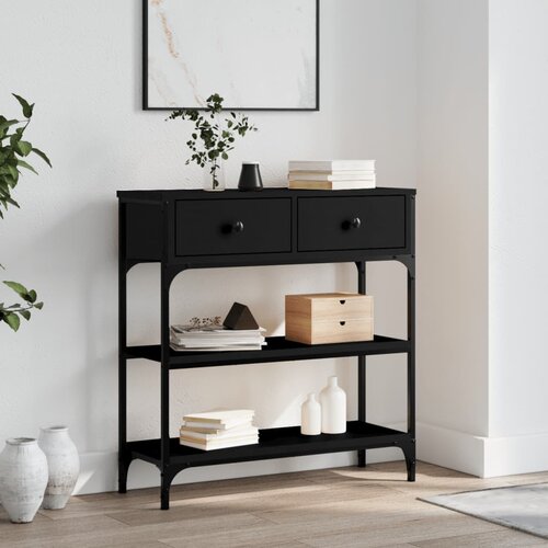 The Living Store Konzolna mizica črna 72,5x25x75 cm inženirski les - Konzolna Mizica, (21573014) Cene
