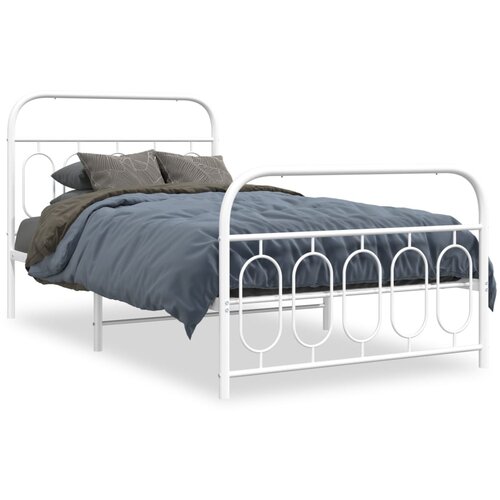 vidaXL Metalni okvir kreveta uzglavlje i podnožje bijeli 100x190 cm Cene