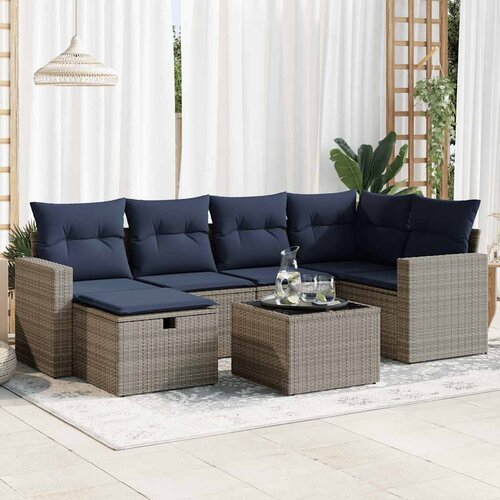  7-dijelni set vrtnih sofa sivi od poliratana Cijene