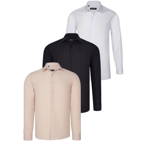 Dewberry TRIPLE SET G726 SHIRT-BLACK-WHITE-BEIGE Cene