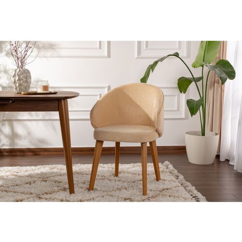Hanah home stolica bentley - beige, dark oak beigedark oak chair set (2 pieces) Slike
