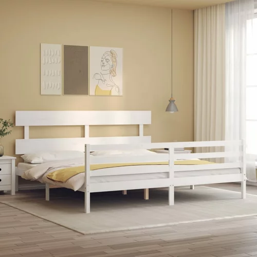  kreveta s uzglavljem bijeli 6FT bračni od masivnog drva