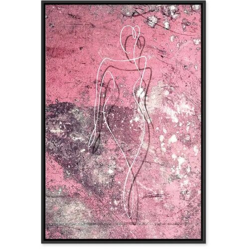  Slika - Figure on Pink Background (1-part) - Female Silhouette in Marble 60x90 U crnom drvenom okviru Slike