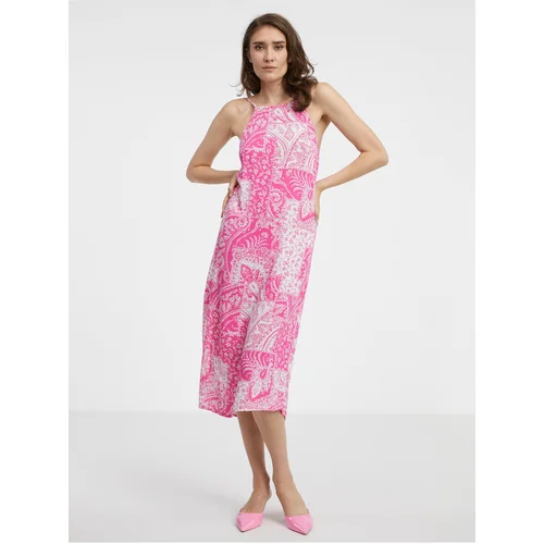 Vero_Moda Women's pink patterned summer midi dress Ebba - Women