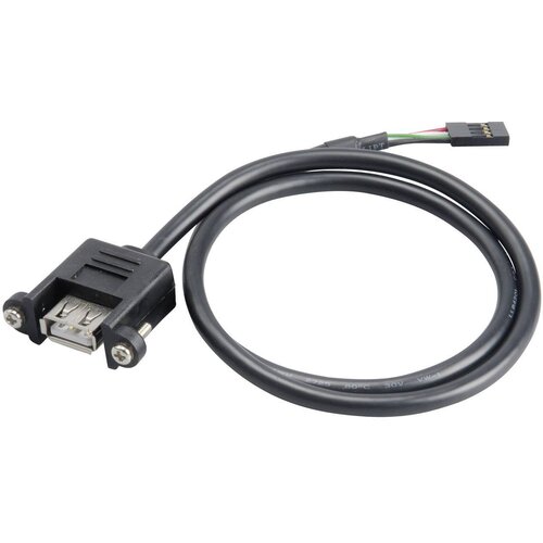 Akasa USB kabel USB 2.0 spojni konektor 4-polni , USB-A vtičnica 0.6 m črna lahko se privije, pozlačeni konektorji, UL-certificirano AK-CBUB06-60BK, (20414913) Slike