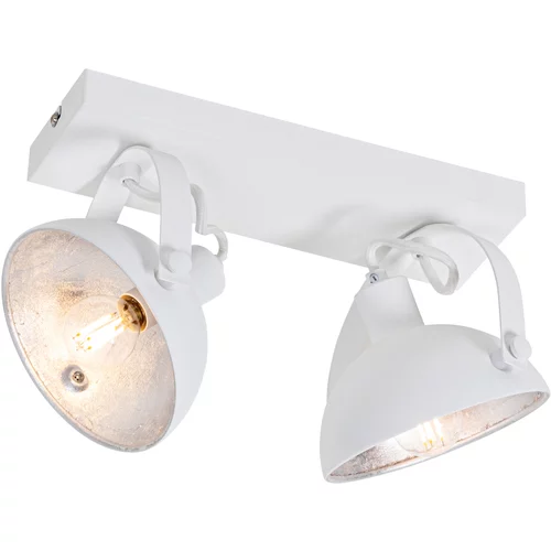 QAZQA Industrijska stropna svetilka bela s srebrno 2-svetlobno nastavljivo - Magnax